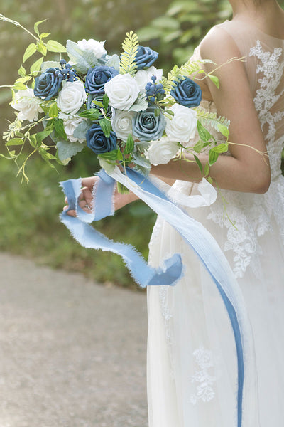 DIY Designer Flower Boxes in Dusty Blue & Navy