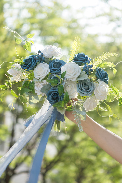 DIY Designer Flower Boxes in Dusty Blue & Navy