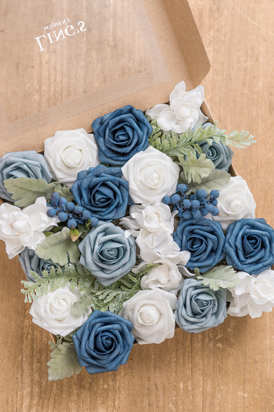 DIY Designer Flower Boxes in Dusty Blue & Navy