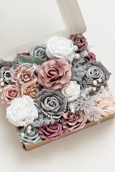 DIY Designer Flower Box in Dusky Rose & Silver