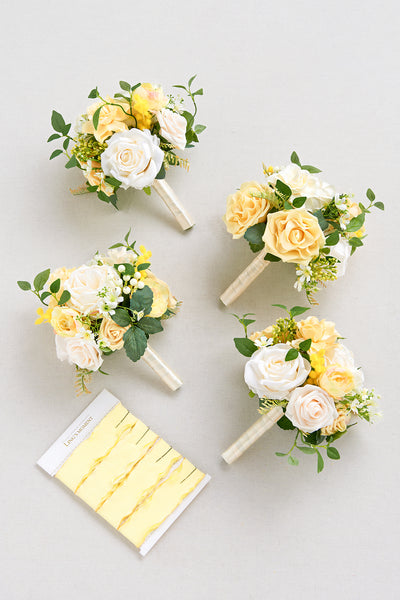 Round Bridesmaid Bouquets in Lemonade Yellow