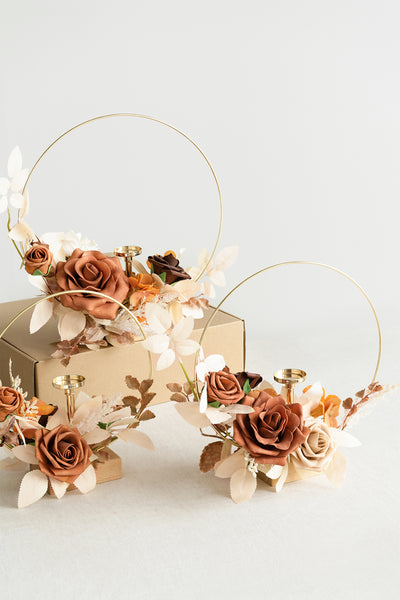 Wreath Hoop Centerpiece Set in Rust & Sepia | Clearance
