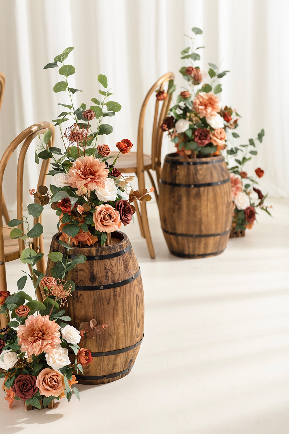 Wedding Aisle Runner Flower Arrangement in Sunset Terracotta