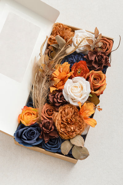 DIY Designer Flower Boxes in Russet Orange & Denim Blue