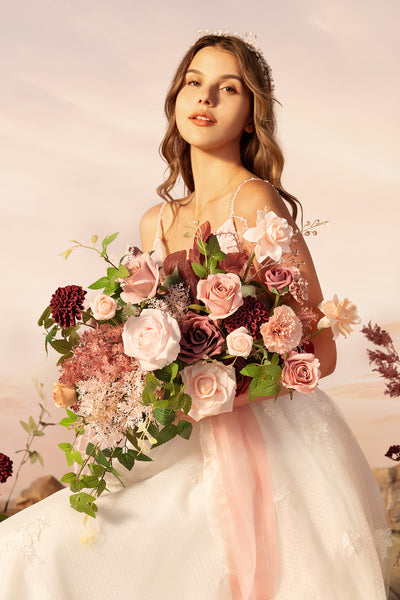 Medium Free-Form Bridal Bouquet in Vintage Rose & Blush