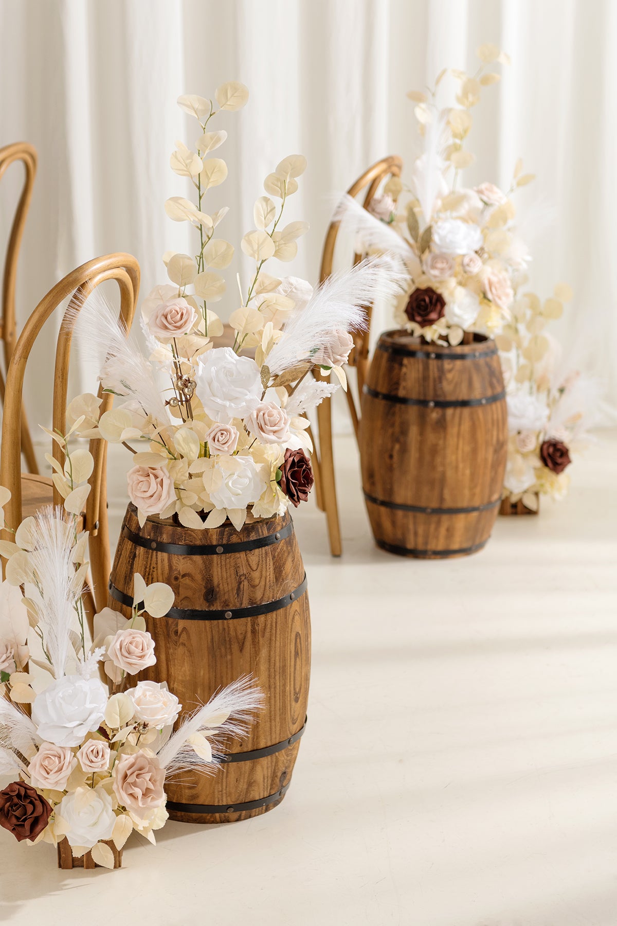 Wedding Aisle Runner Flower Arrangement in White & Beige