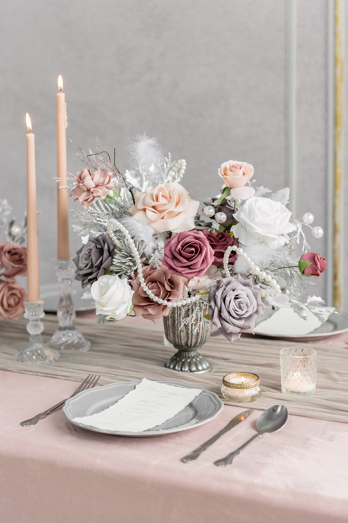 DIY Designer Flower Box in Dusky Rose & Silver