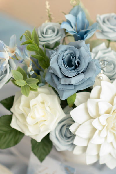 Dusty Blue & Navy Designer Flower Boxes