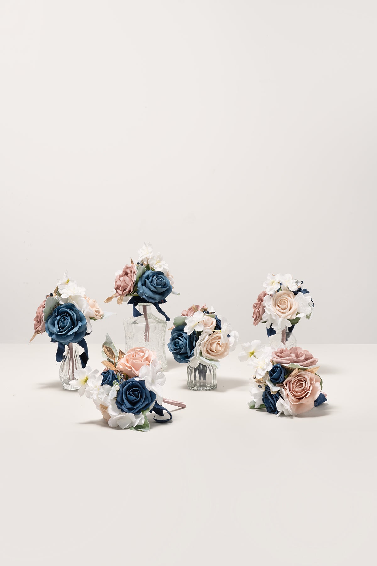 Mini Ready-to-Use Flower Centerpieces Set in Dusty Rose & Navy