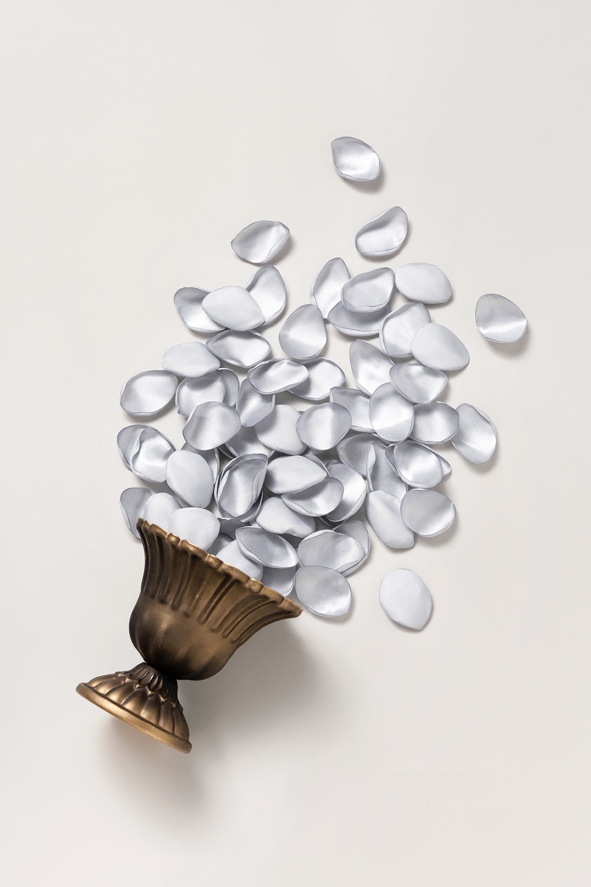 Silk Rose Petals in White & Sage
