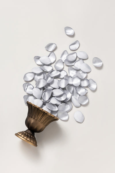 Silk Rose Petals in White & Sage