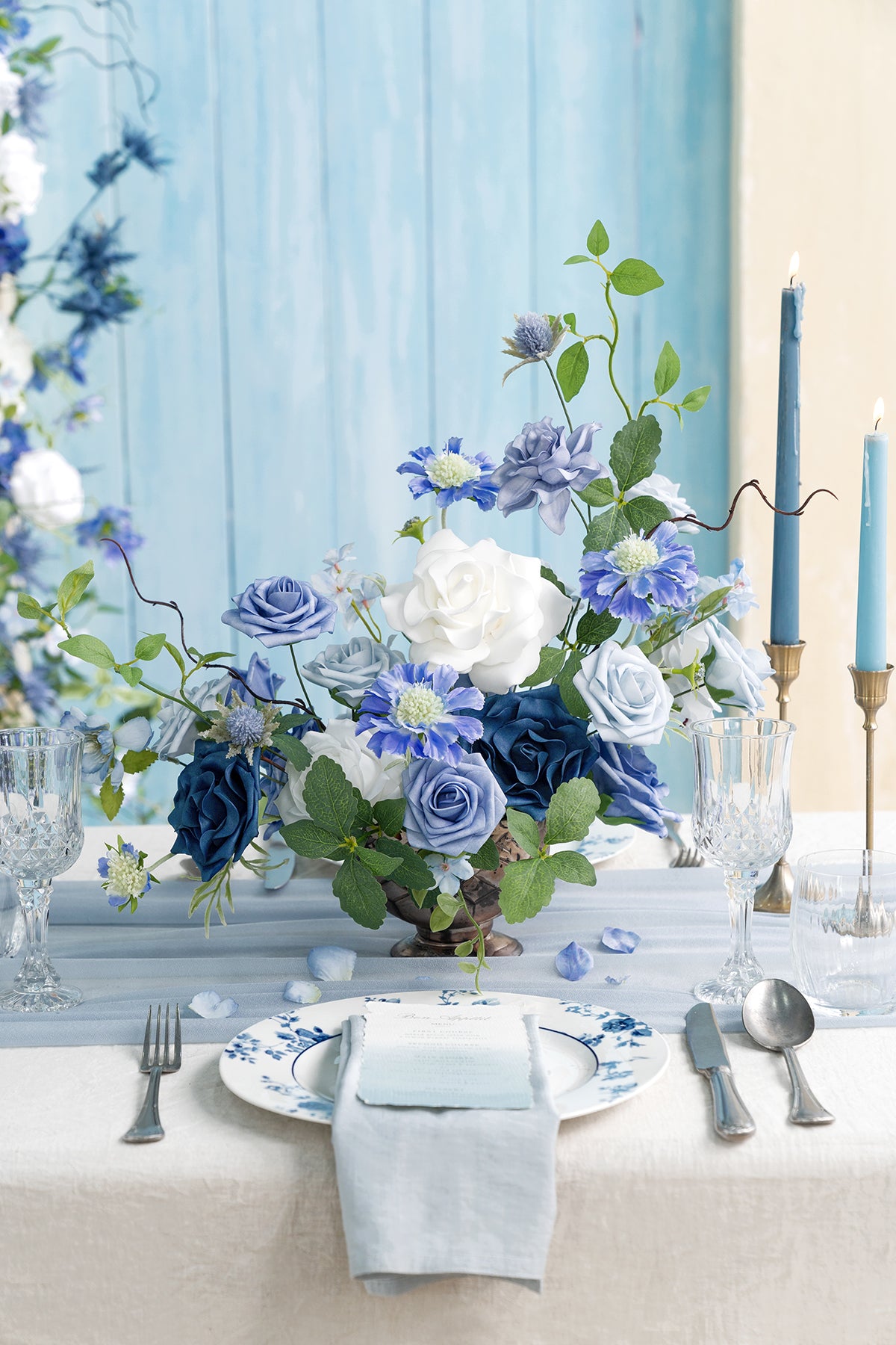 Dusty Blue & Navy Designer Flower Boxes