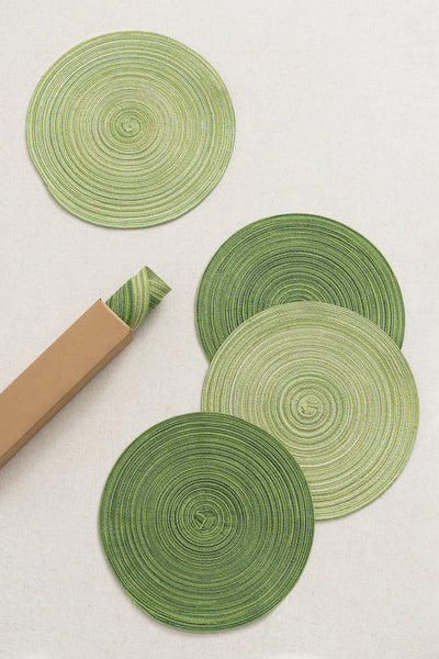 Round Woven Placemats in Sage Green