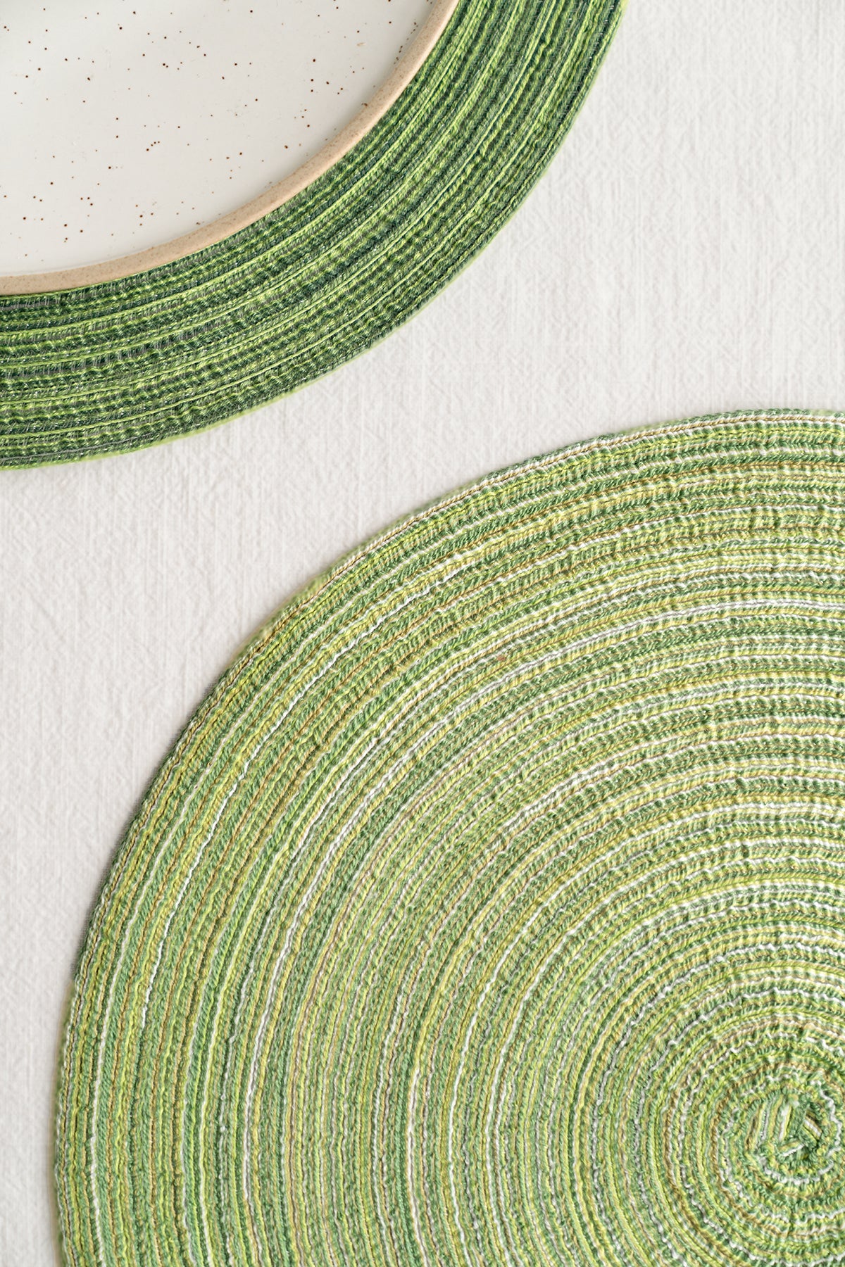 Round Woven Placemats in Sage Green
