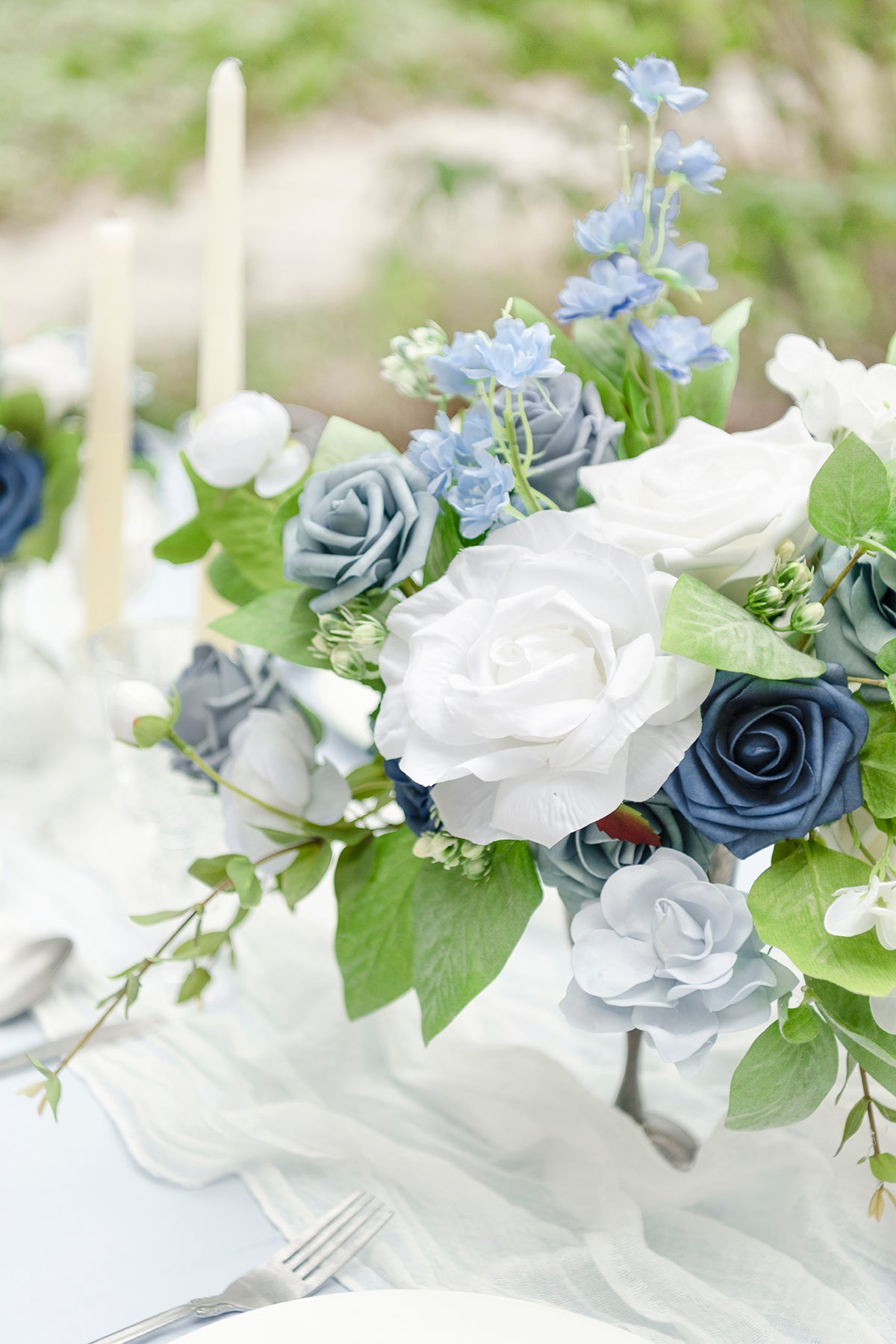 DIY Designer Flower Boxes in Dusty Blue & Navy