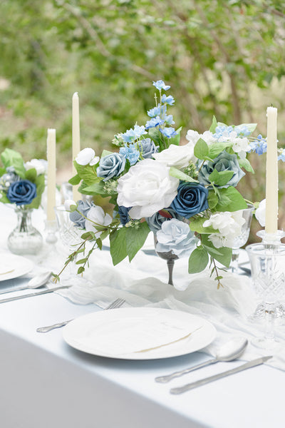 DIY Designer Flower Boxes in Dusty Blue & Navy