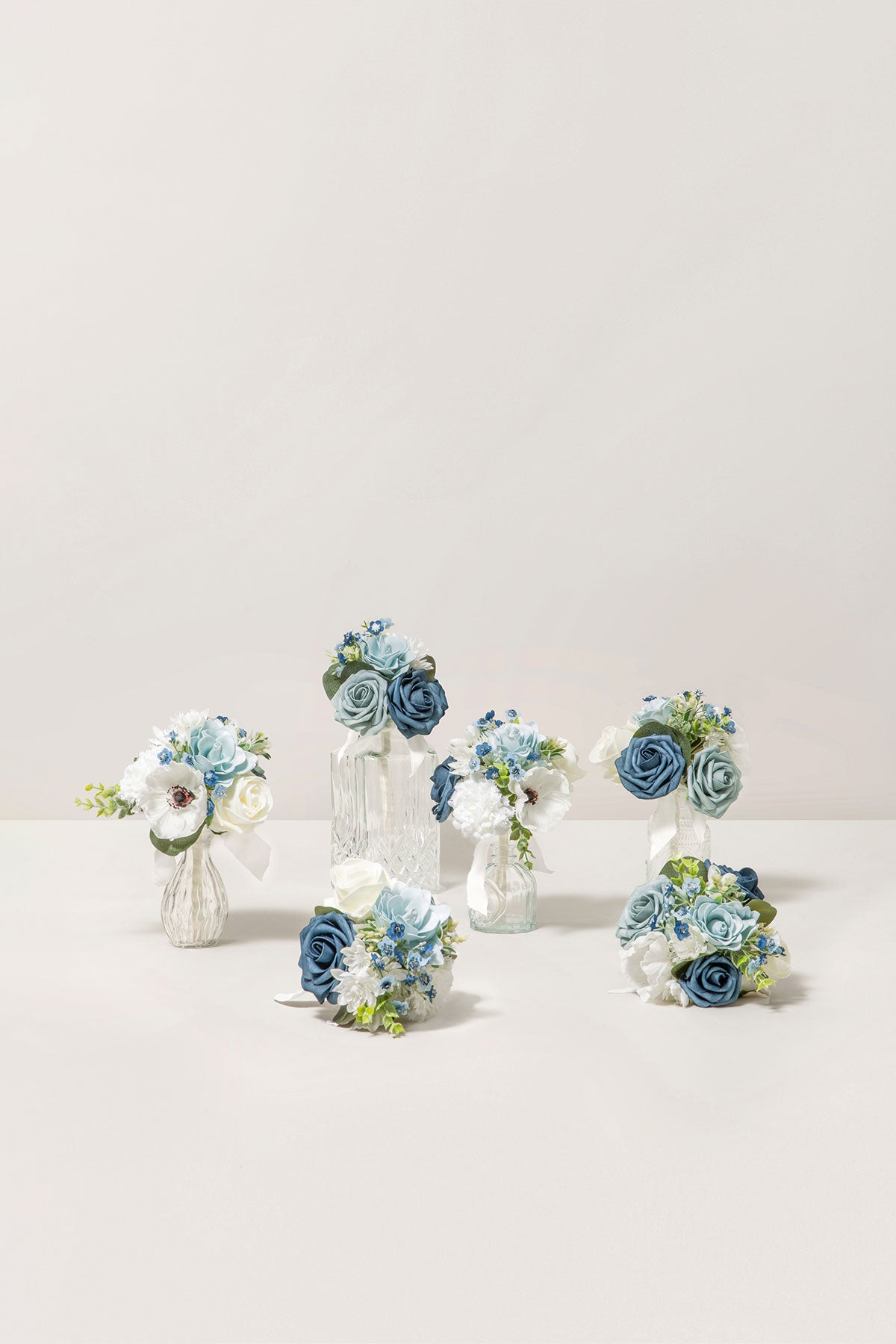 Mini Ready-to-Use Flower Centerpiece Set in Dusty Blue & Navy