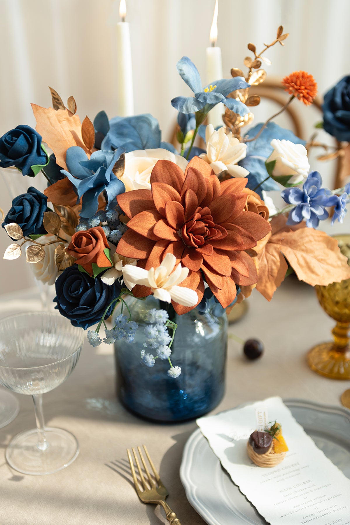 Elegant Glass Vases for Stage Decoration in Denim Blue - 3 Styles