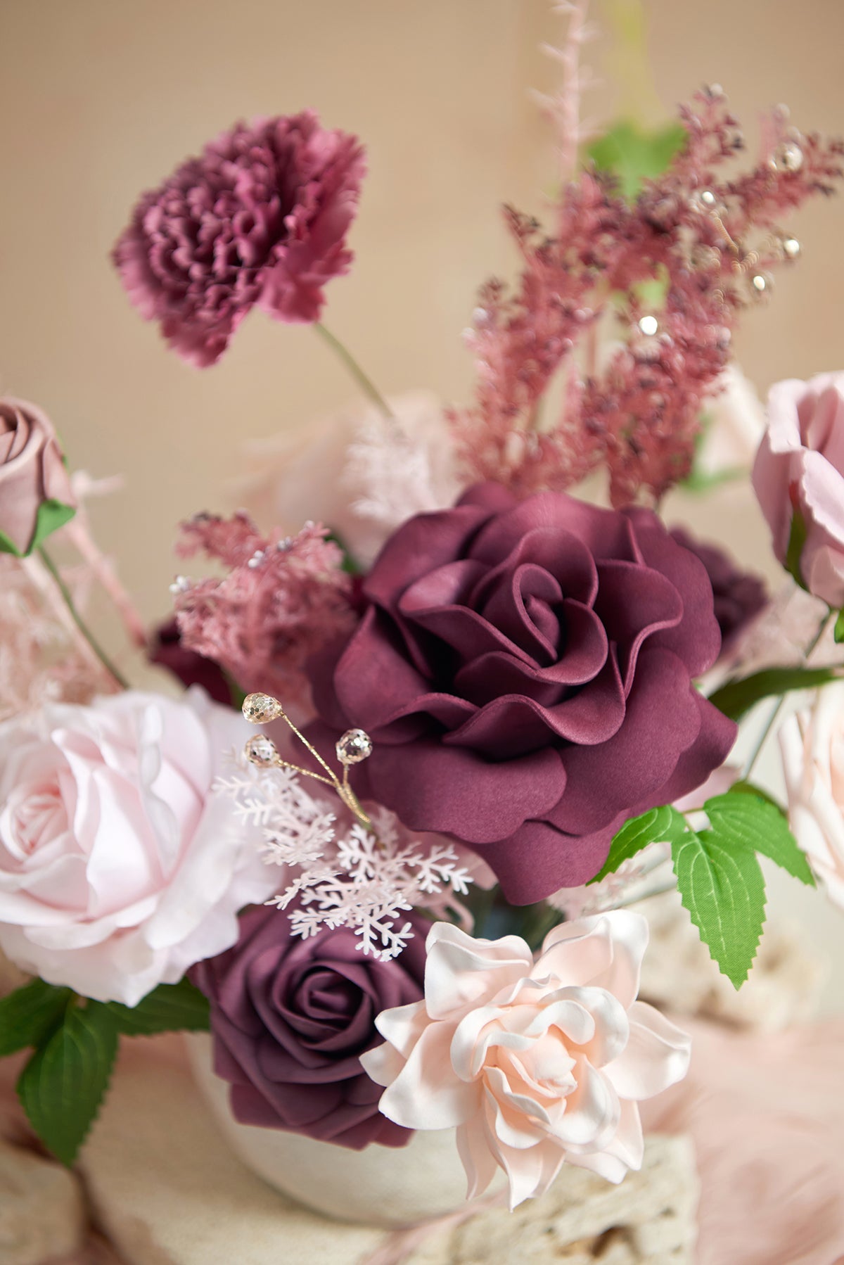DIY Designer Flower Boxes in Burgundy & Dusty Rose