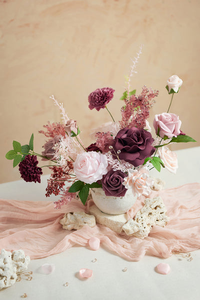 DIY Designer Flower Boxes in Dusty Rose & Mauve
