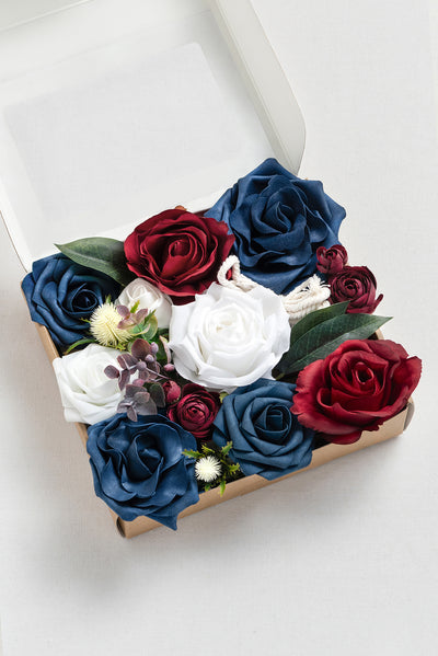 DIY Designer Flower Box in Nautical Navy & Burgundy