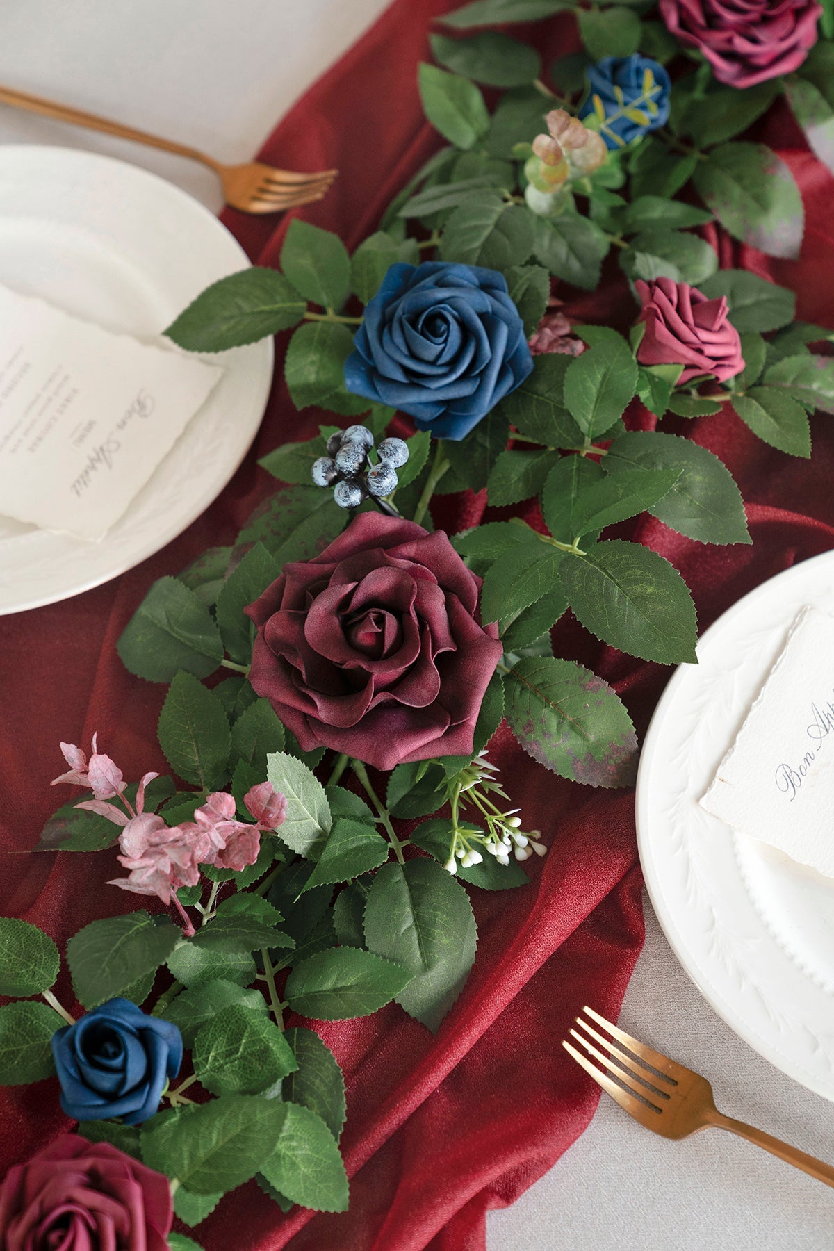 5ft Flower Garland in Burgundy & Navy