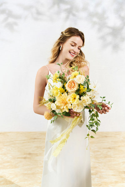 Medium Free-Form Bridal Bouquet in Lemonade Yellow