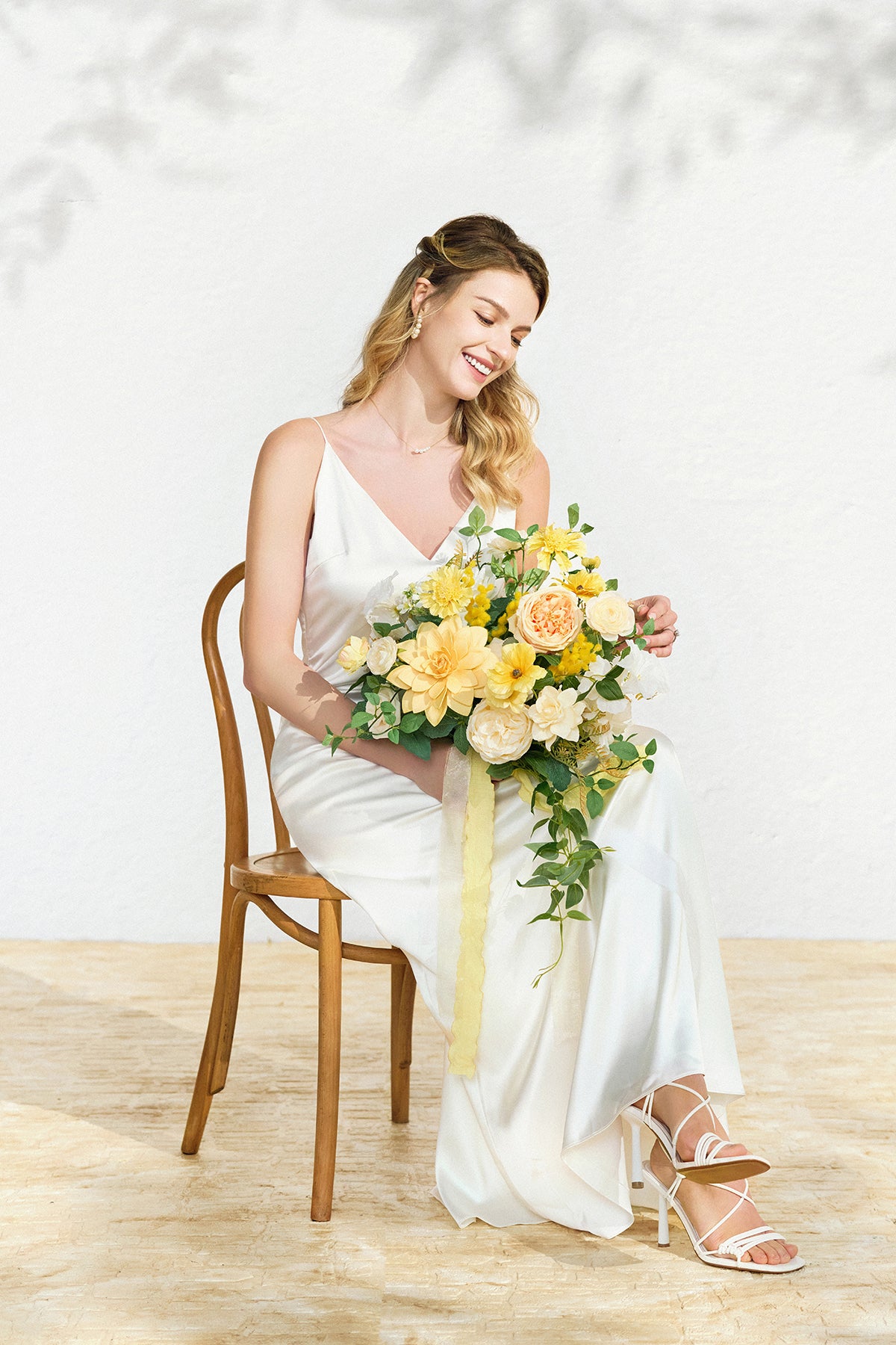 Medium Free-Form Bridal Bouquet in Lemonade Yellow