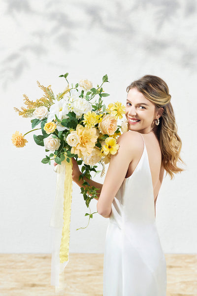 Medium Free-Form Bridal Bouquet in Lemonade Yellow