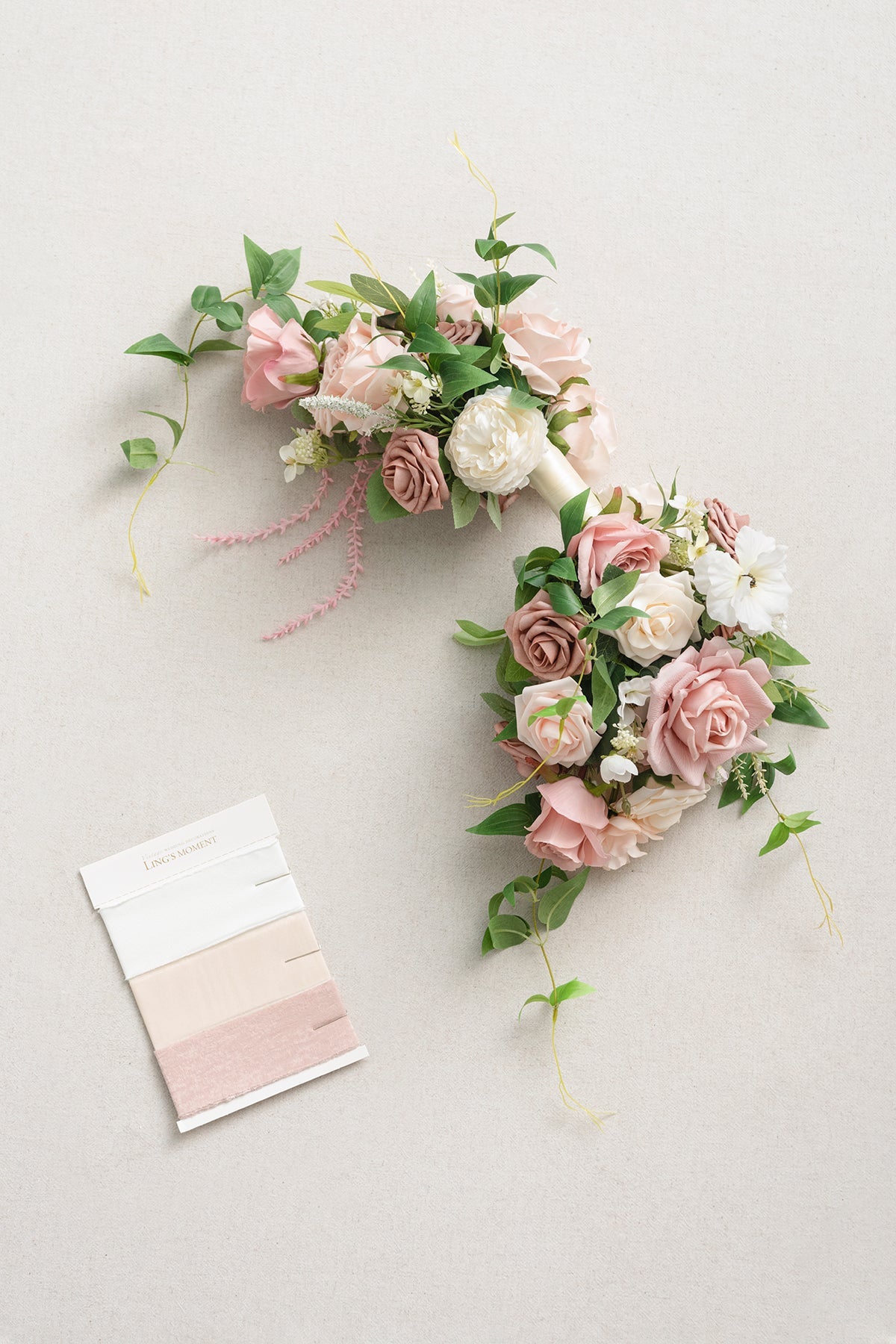 Flash Sale | Medium Crescent Bridal Bouquet in Dusty Rose & Cream
