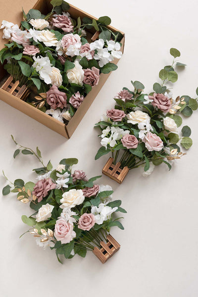 Wedding Aisle Runner Flower Arrangement in Dusty Rose & Cream