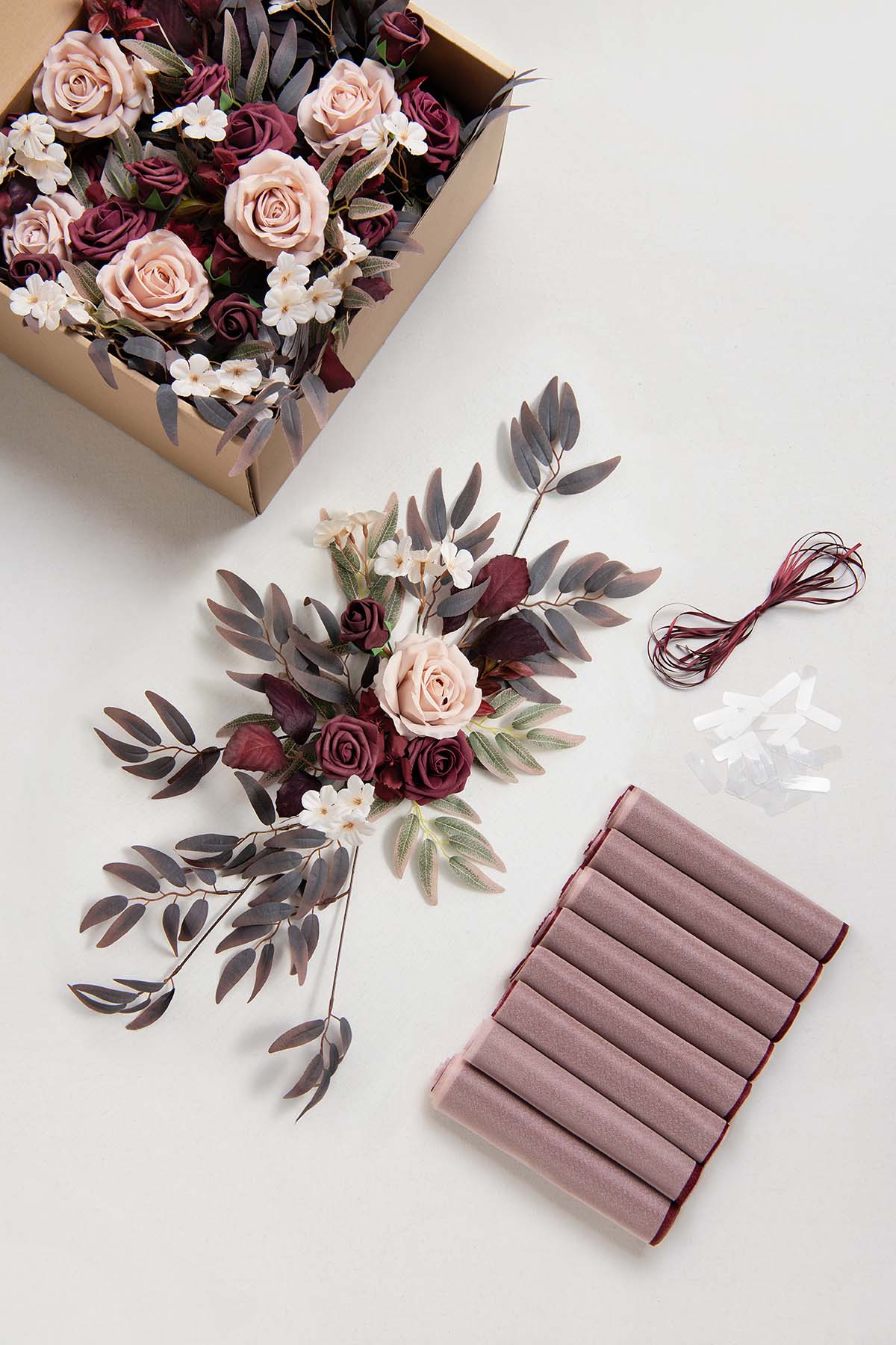 Aisle Chair Decor Set in Burgundy & Dusty Rose