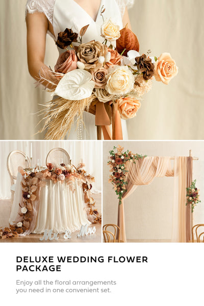 Pre-Arranged Wedding Flower Packages in Rust & Sepia
