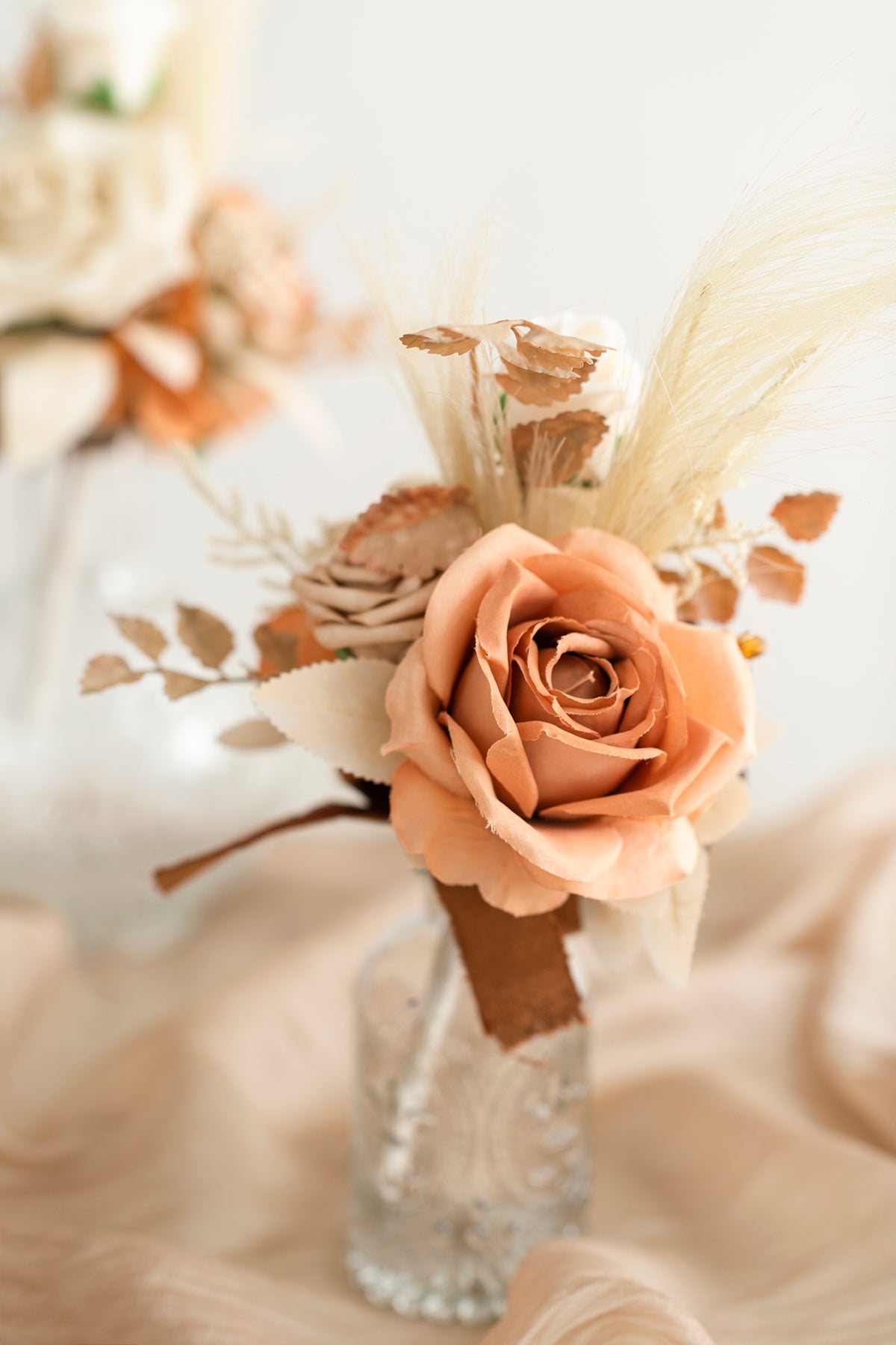 Mini Premade Flower Centerpiece Set in Rust Sepia