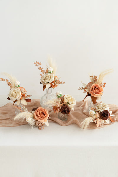 Mini Ready-to-Use Flower Centerpiece Set in Rust & Sepia