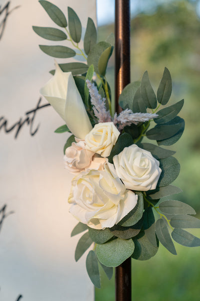 Flower Sign Decor in White & Sage