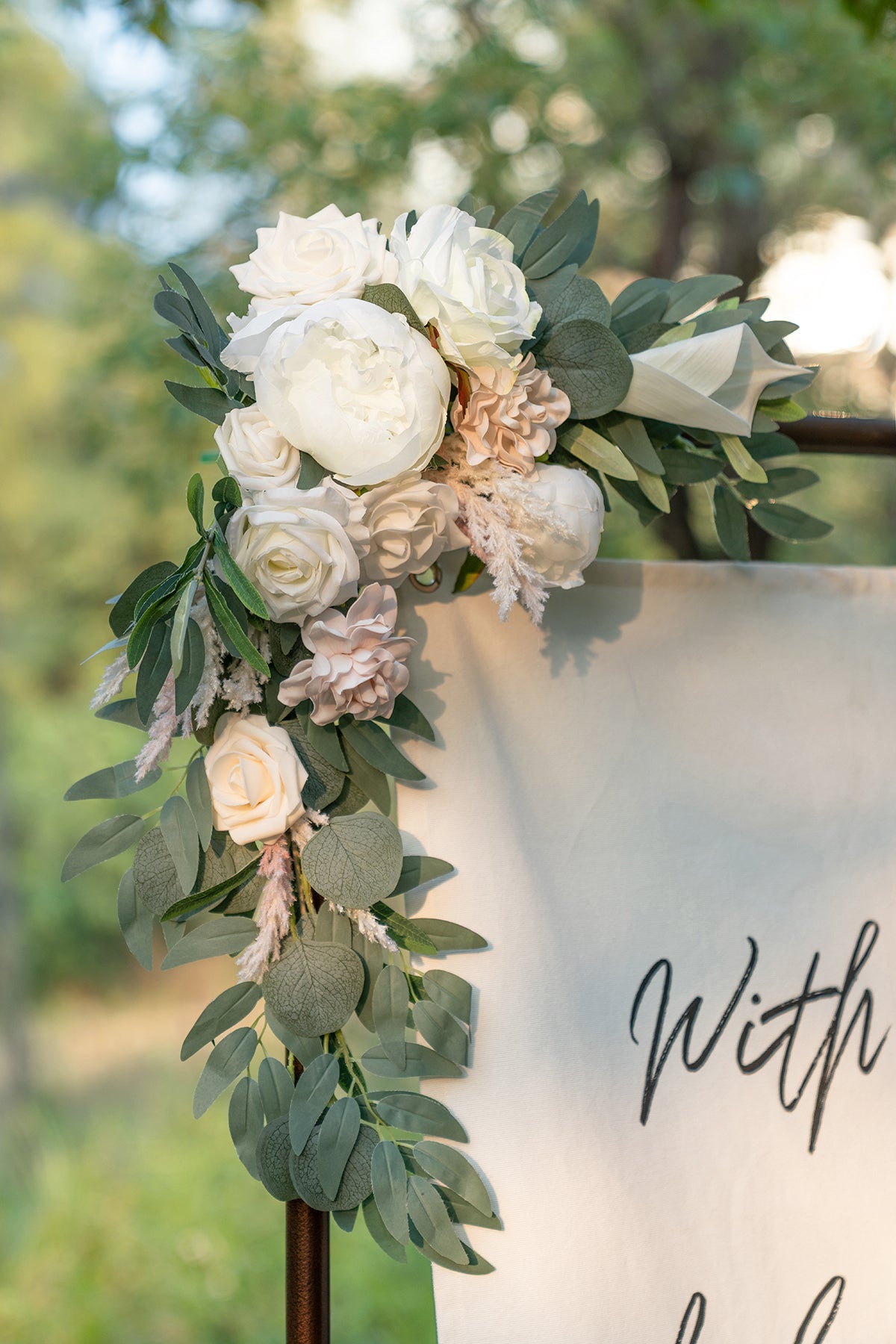 Flower Sign Decor in White & Sage