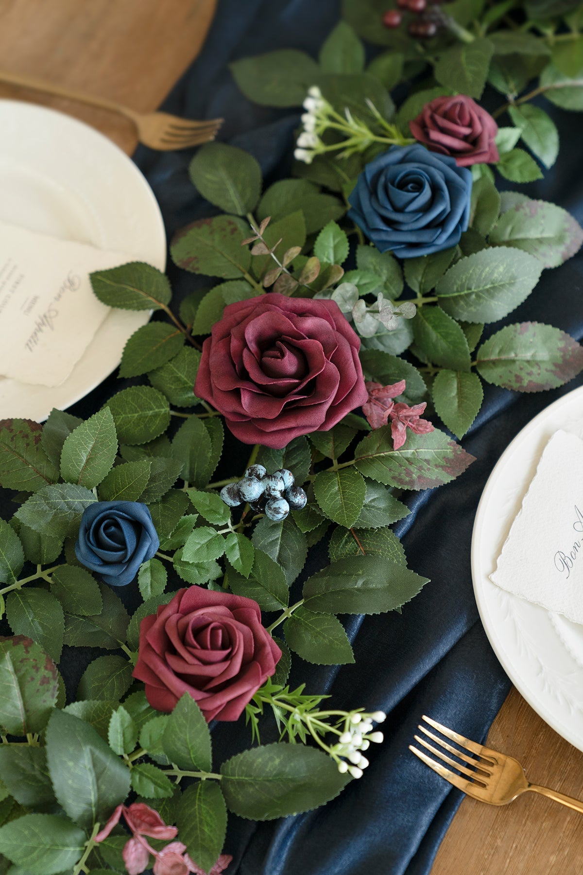 5ft Flower Garland in Burgundy & Navy