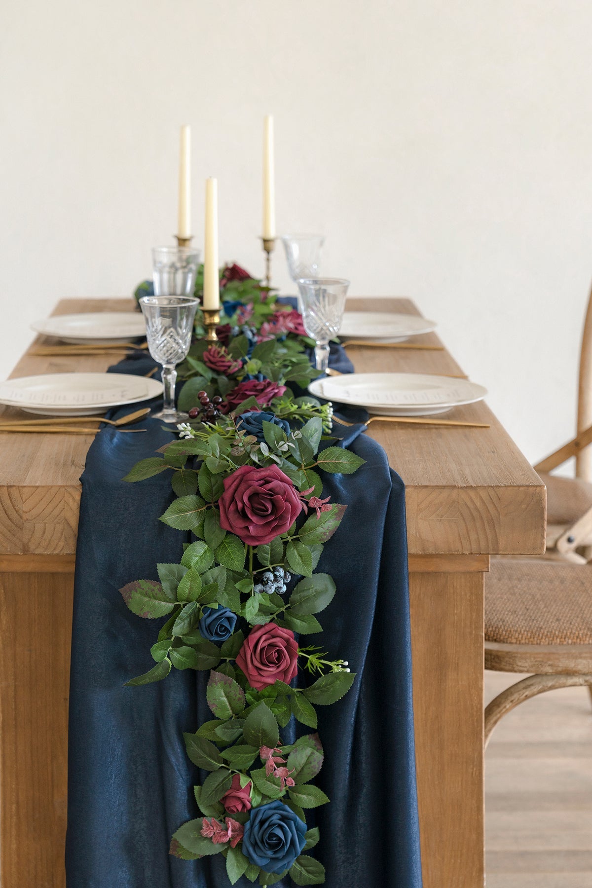 5ft Flower Garland in Burgundy & Navy