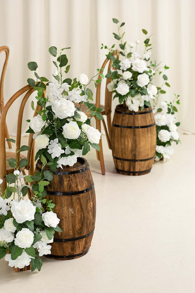 Wedding Aisle Runner Flower Arrangement in White & Sage