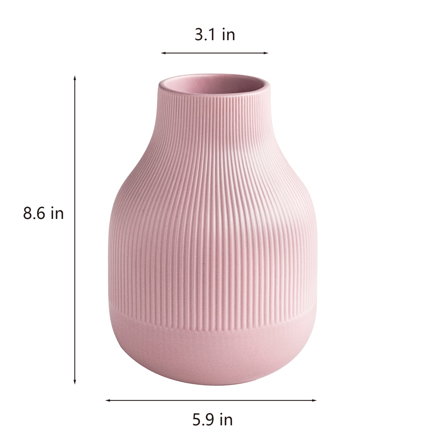 Fine Vertical Lines Creamic Vase in Dusty Rose