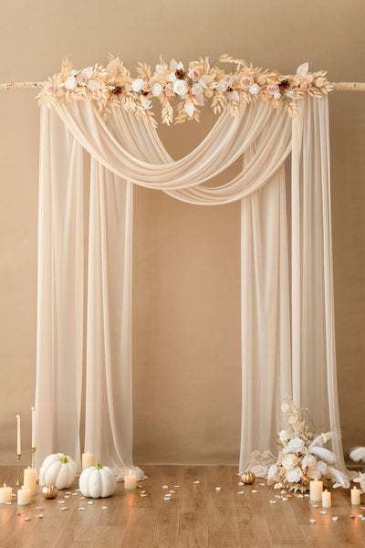 Wedding Arch Drapes in Rust & Sepia