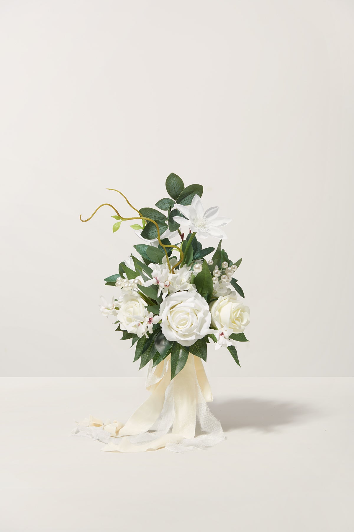 Free-Form Bridesmaid Bouquets in Natural White