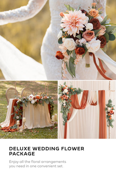 Pre-Arranged Wedding Flower Packages in Sunset Terracotta
