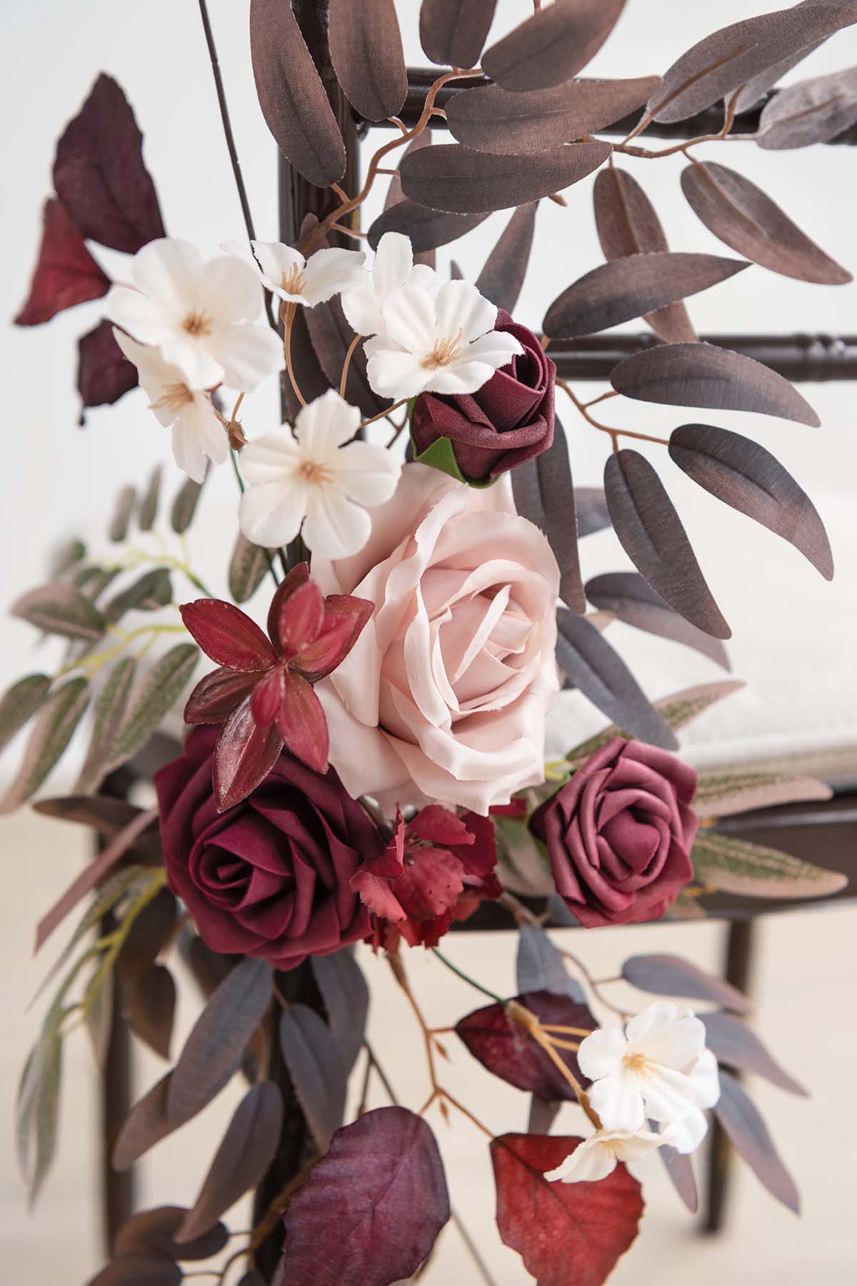 Aisle Chair Decor Set in Burgundy & Dusty Rose