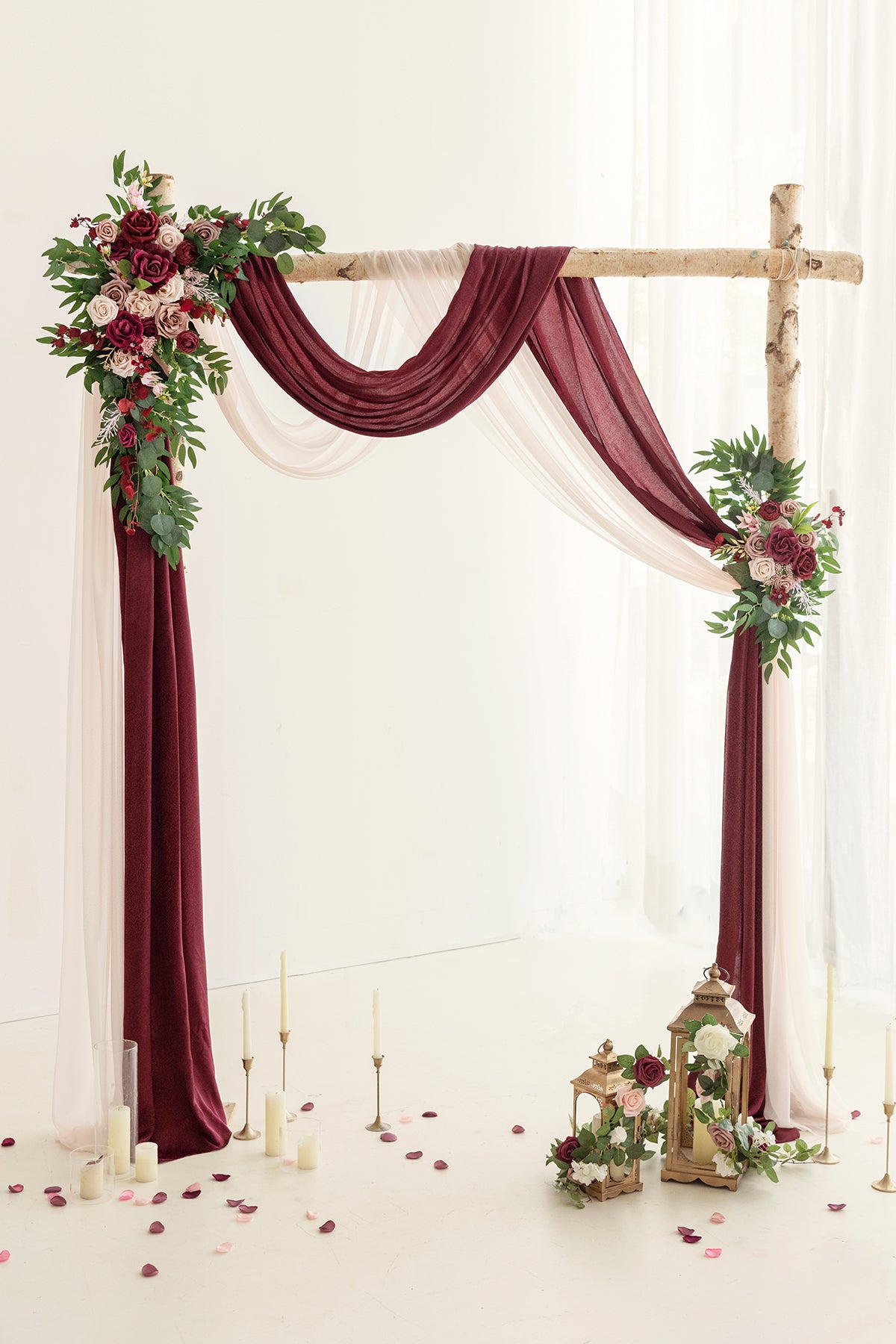 Flower Arch Decor with Drapes in Romantic Marsala | Clearance