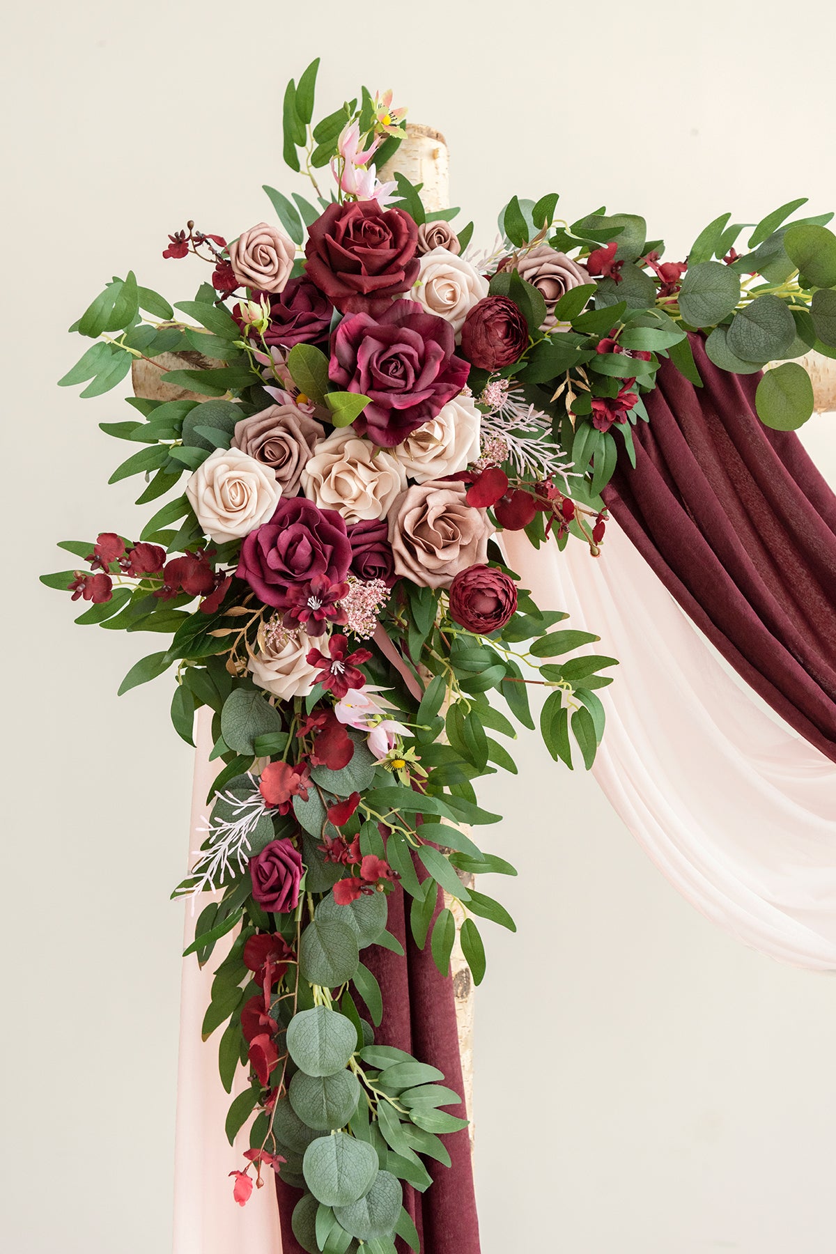 Flower Arch Decor with Drapes in Romantic Marsala | Clearance