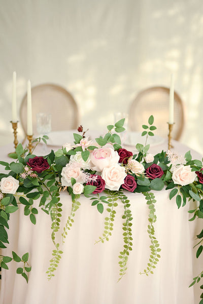 9ft Head Table Flower Garland in Romantic Marsala