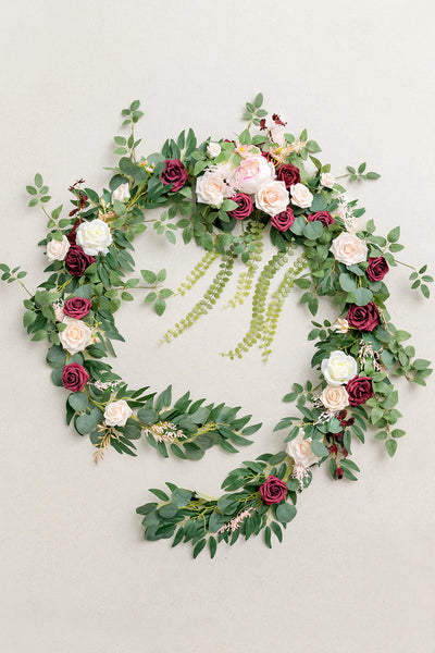 9ft Head Table Flower Garland in Romantic Marsala