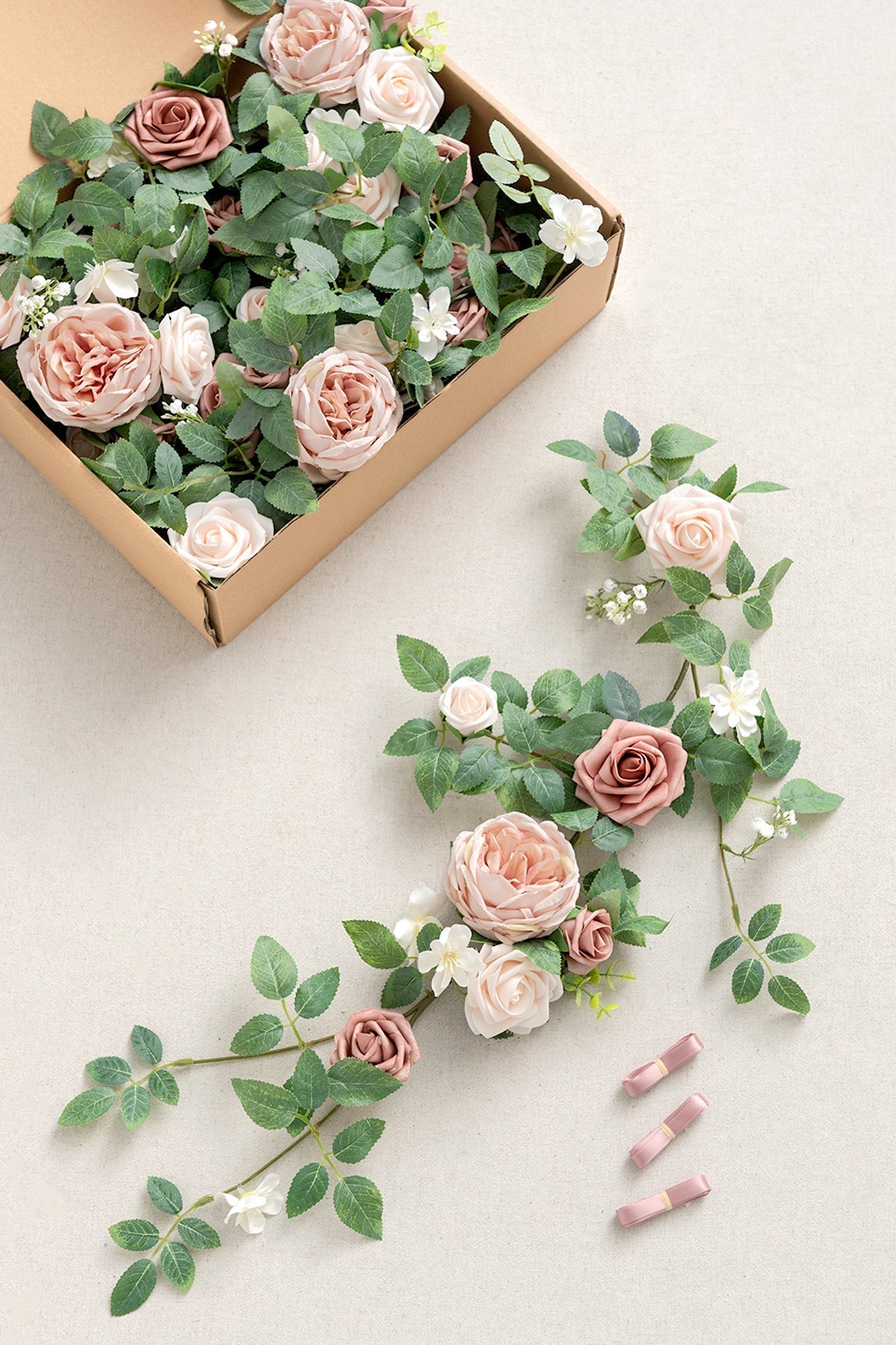 Flash Sale | 1.8ft Flower Garlands in Dusty Rose & Cream